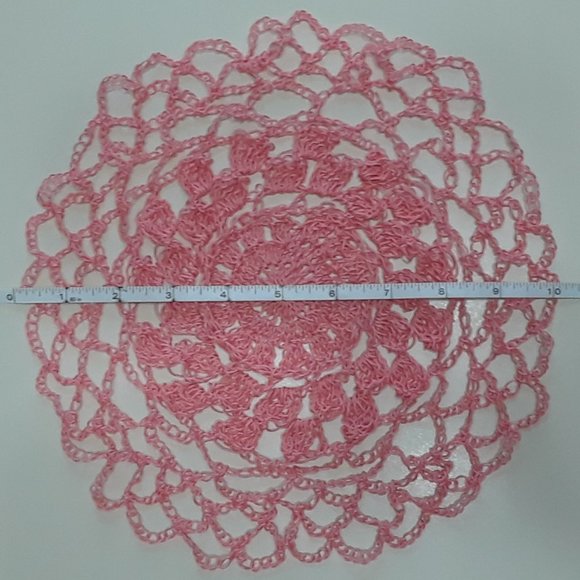 Detailed Handmade Coral Crochet Doily 10" - Picture 6 of 7